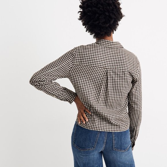 NWT Madewell Flannel Tie-Front Shirt in Gingham - Picture 2 of 9